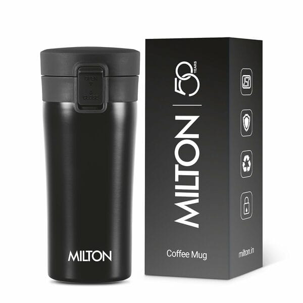 Buy Milton Thermosteel Vacuum Insulated Travel Coffee Mug, 300ml Set of 2, IVORY+BLACK on EMI