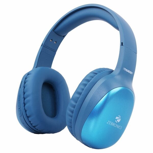 Buy ZEBRONICS Zeb-Thunder PRO On-Ear Wireless Headphone Up to 60 Hours Playback, Wired Mode, USB-C Type Charging(Blue) on EMI