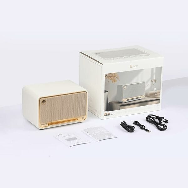 Buy Edifier D32 Tabletop Wireless Speaker, Hi-Res Audio Bluetooth Speaker, Portable Retro Combo Speaker, 60 Watts RMS, Bluetooth 5.3, 11-Hour Playtime, White on EMI