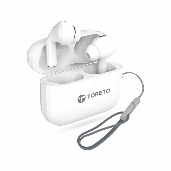 Buy Toreto TWS Wireless Earbuds Quad Mic Enc Cristal Clear Calling 40H Playtime 10Mm Drivers Headphones Quick Pairing, Bluetooth V5.3. Touch Control, Voice Assistant, Type C Charging (Air Flex, White) on EMI