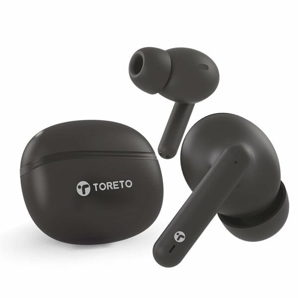 Buy Toreto Air Sync TWS Wireless in Ear Earbuds Quad Mic Enc,with 40H Playtime Bluetooth V5.3 Low Latency Mode 12Mm Drivers Rapid Charge Ipx5 Smart Touch Controls(Black) on EMI