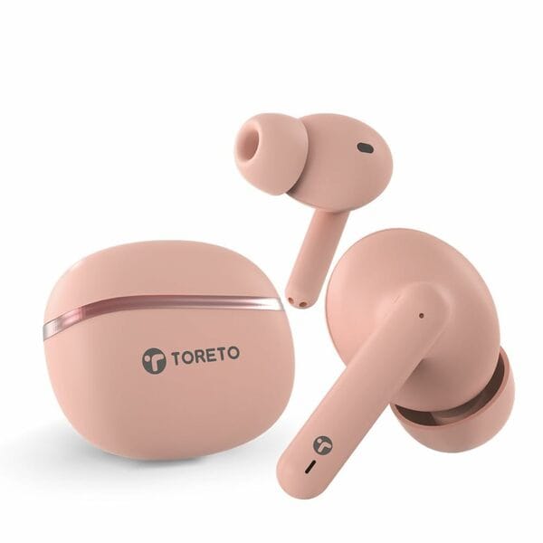Buy Toreto Air Sync TWS Wireless in Ear Earbuds Quad Mic Enc,with 40H Playtime Bluetooth V5.3 Low Latency Mode 12Mm Drivers Rapid Charge Ipx5 Smart Touch Controls(Pink) on EMI