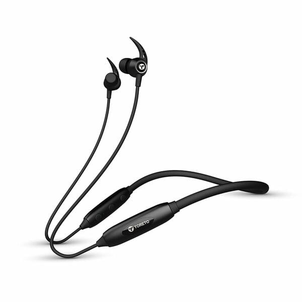 Buy Toreto Alpha Lite (TOR 230) in Ear Bluetooth Neckband with Dedicated Gaming Ultra-Low Latency Mode | Type C Fast Charge | 30 Hours Playtime | Clear Sound | Water & Dust Resistant (Black) on EMI