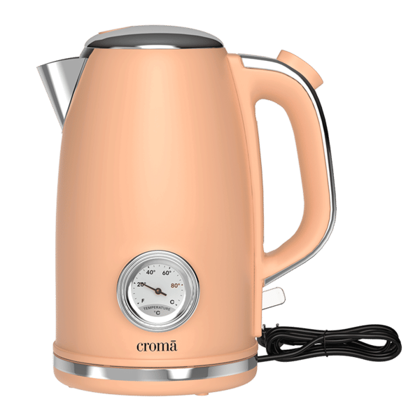 Croma 1950 Watt 1.7 Litre Electric Kettle with Boil Dry Protection (Peach) – A Tata Product