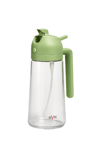 Buy LA' VITE 2-in-1 Oil Dispenser Bottle – Glass Olive Oil Sprayer & Pourer with Flip-Top Lid (Green) on EMI