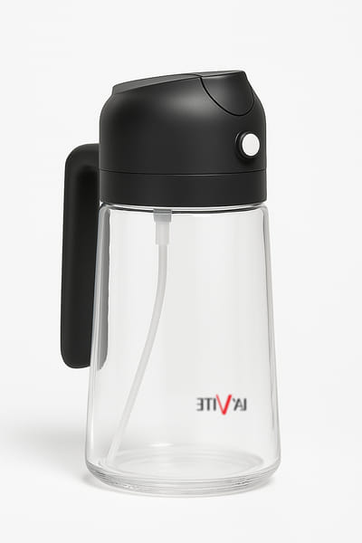 Buy LA' VITE 2-in-1 Oil Dispenser Bottle – Glass Olive Oil Sprayer & Pourer with Flip-Top Lid (Black) on EMI