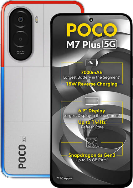 Buy POCO M7 Plus 5G (Chrome Silver, 128 GB)  (4 GB RAM) on EMI