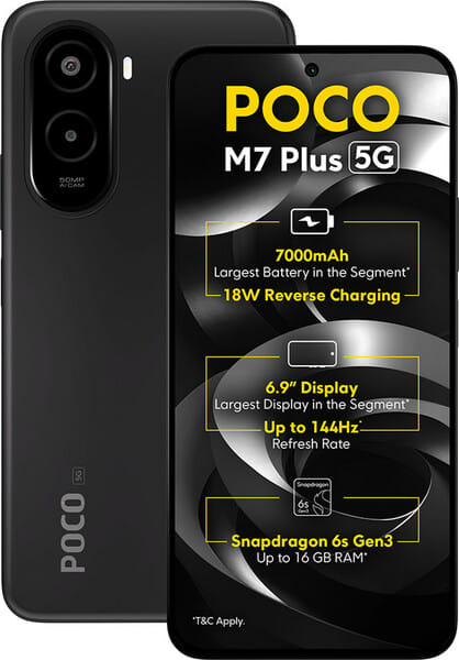 Buy POCO M7 Plus 5G (Carbon Black, 128 GB)  (4 GB RAM) on EMI