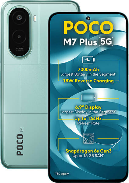 Buy POCO M7 Plus 5G (Aqua Blue, 128 GB)  (4 GB RAM) on EMI