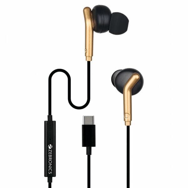 Buy Zebronics Bro Type-C Wired Earphones - Black + Gold on EMI