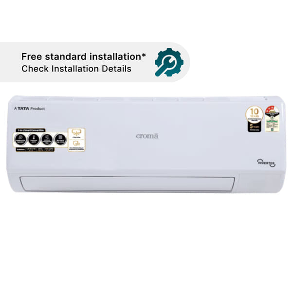 Buy Croma 7 in 1 Convertible 1.25 Ton 3 Star Inverter Split AC with Temperature Sensor (2025 Model, Copper Condenser) with 5 Years PCB Warranty - A TATA Product on EMI