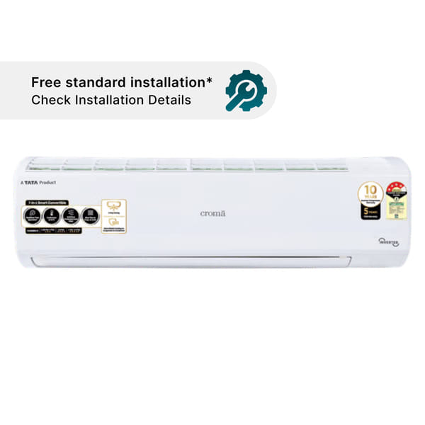 Buy Croma 7 in 1 Convertible 1.6 Ton 4 Star Inverter Split AC with Temperature Sensor (2025 Model, Copper Condenser) with 5 Years PCB Warranty - A TATA Product on EMI