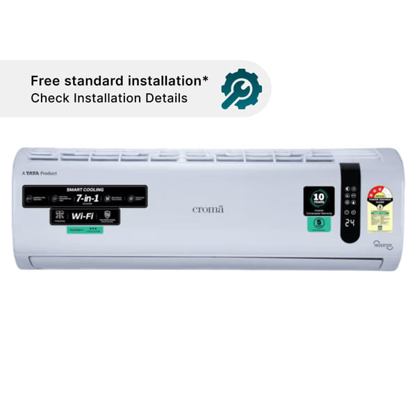 Buy Croma 7 in 1 Convertible 1 Ton 3 Star Inverter Split Smart AC with Nano Shield and Blue Fin Protection (2026 Model, Copper Condenser) – A Tata Product on EMI