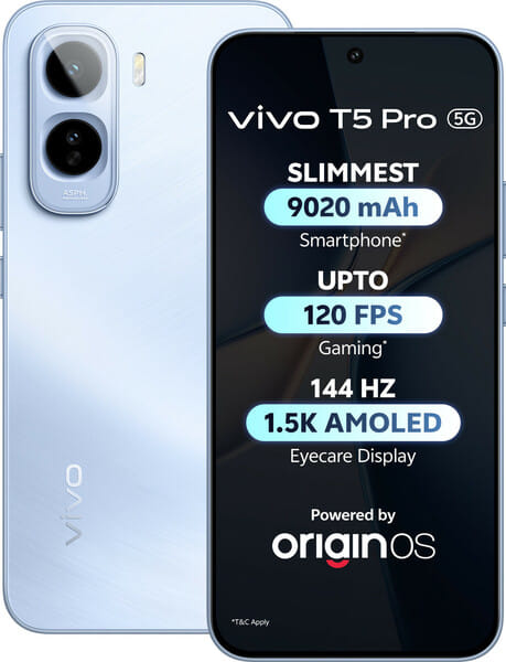 Buy Vivo T5 Pro 5G (Glacier Blue, 256 GB) (12 GB RAM) on EMI