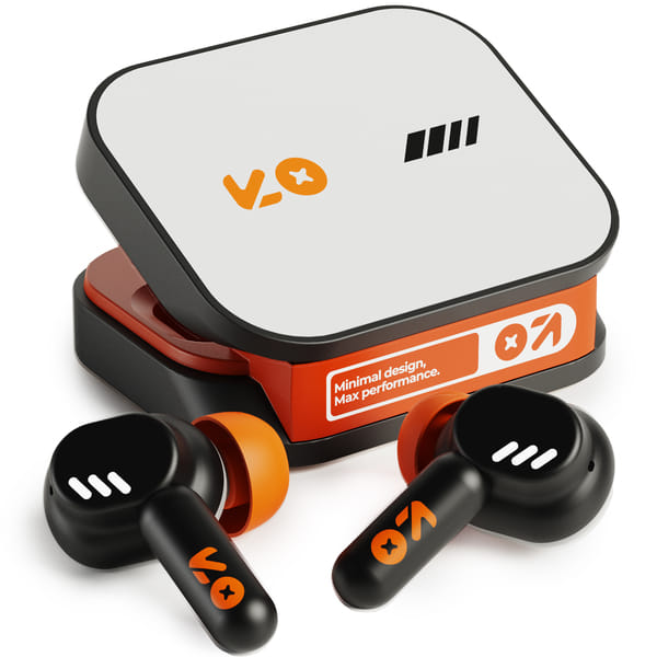 Buy Goboult Tenet 75Hrs Battery, App Support, Dual Pairing, Quad Mic ENC, Boosted Bass, 5.4v Bluetooth Headset (Turbo Orange, True Wireless) on EMI