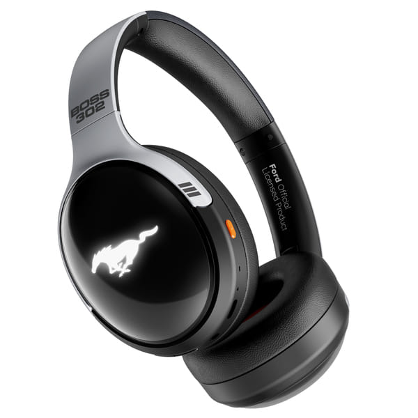 Goboult Mustang Thunder 70H Battery, ENC Mic, 40mm Drivers, LED Lights Bluetooth & Wired Headset (Silver Black, On the Ear)