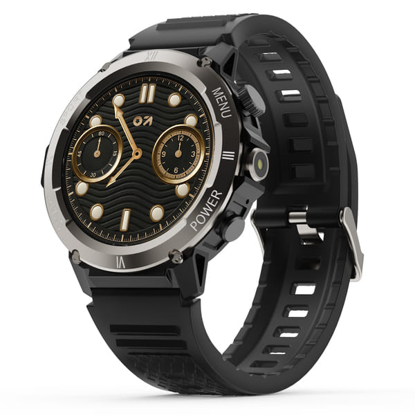 GOBOULT Tuff Hawk 1.39″ HD Display, Working Crown , Quick Access Torch Smartwatch