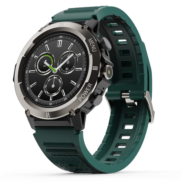Buy GOBOULT Tuff Hawk 1.39" HD Display, Working Crown , Quick Access Torch Smartwatch (Green Strap, Free Size) on EMI