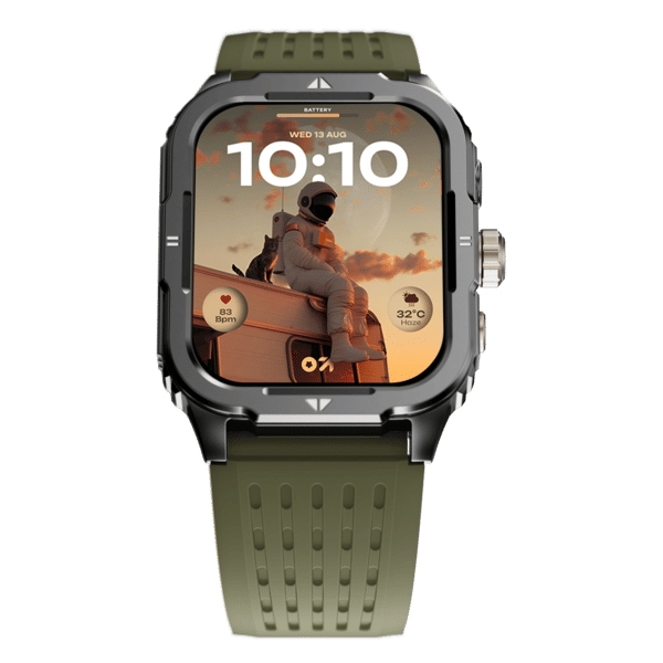 Buy GOBOULT Tuff Rivet 1.9'' HD Display, Working Crown , Quick Access Torch Smartwatch (Forest Green Strap, Free Size) on EMI
