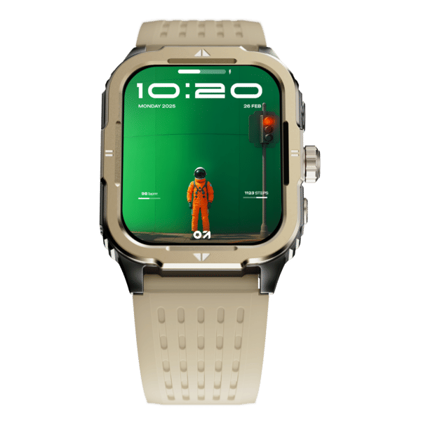 Buy GOBOULT Tuff Rivet 1.9'' HD Display, Working Crown , Quick Access Torch Smartwatch (Rock Beige Strap, Free Size) on EMI