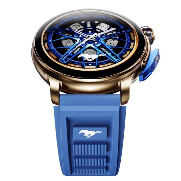 GOBOULT Mustang Racer 1.43″ AMOLED Display with Premium Metallic Crown, AI Coach Smartwatch (Apex Blue Strap, Free Size)