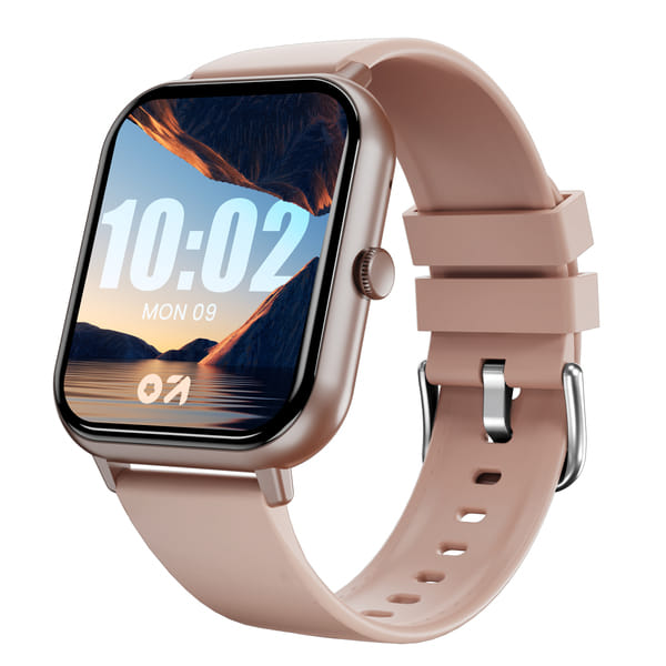 GOBOULT Drift BT Calling HD Display, 140+ Watchface, BT calling, IP68 Smartwatch (Peach Strap, Free Size)