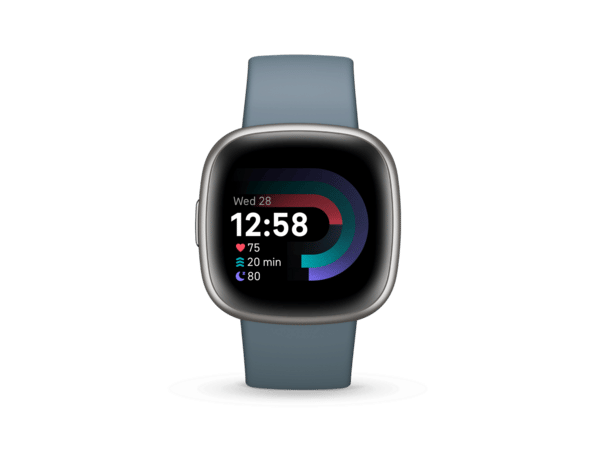Buy Refurbished FITBIT Versa 4 Fitness Watch (40mm, GPS Only) - Platinum Aluminium - Blue - Superb on EMI