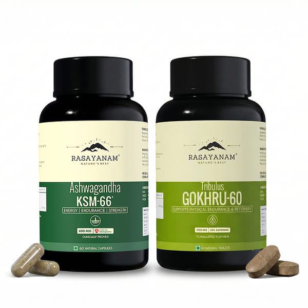 Buy Rasayanam Ashwagandha KSM-66 and Gokhru-60 Combo for Strength, Endurance & Balance on EMI