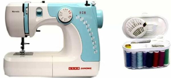 Buy USHA Marvela Blue Sewing Machine with 14 Stitch Functions | Compact & Portable Home Sewing Machine with Free Arm, In-Built Light & 14 Accessories | 2-Year Warranty on EMI