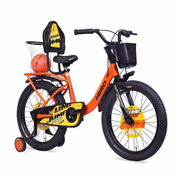 Buy Hero Jumpshot 16T Single Speed Kids Bicycle with Basket, Carrier and Integrated Basketball Kit | Orange-Black | Caliper Brake | 10.5" Steel Frame | Rider Height : 3ft 6" - 3ft 11" | 85% Pre Assembled on EMI