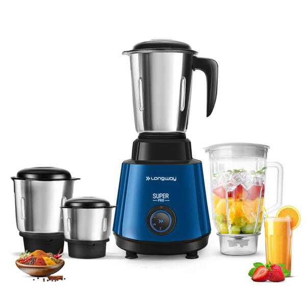 Buy Longway Super Pro Juicer Mixer Grinder, 750W, 4 Jars for Grinding, Mixing, Juicing, (Blue & Black) on EMI