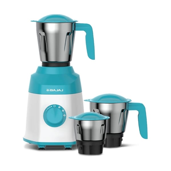 Buy Bajaj Finito Neo 600 W Mixer Grinder 3 Stainless Steel Jars And ISI Approved  (Blue) on EMI
