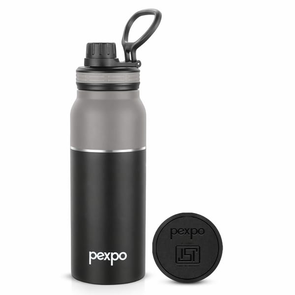 Buy Pexpo Austin 800ml Black Water Bottle ISI Certified Stainless Steel Flask with Sipper Cap | 3 Layer Insulation | for Home, Office, Gym, Travelling | BPA Free | Austin 800 | (Black) on EMI