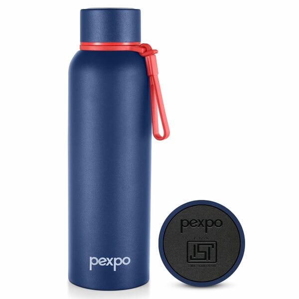 Buy Pexpo Bravo 700ml Blue Water Bottle Stainless Steel | Hot and Cold Flask | ISI Certified Steel Bottle | Three Layer Insulation | Leakproof | for Home, Office |Bravo700 |(Blue) on EMI