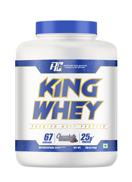 Buy Ronnie Coleman Signature Series King Whey Protein, Chocolate Brownie (67 Servings, 2.27kg / 5lbs) | Premium Whey Protein Powder on EMI