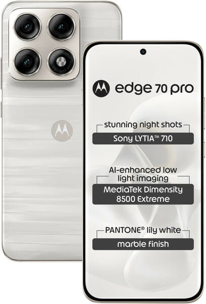 Buy MOTOROLA edge 70 pro (Marble - PANTONE Lily white (white), 256 GB) (12 GB RAM) on EMI