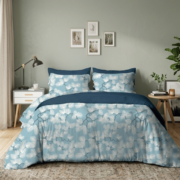 Buy LAYERS Bloom Bed in a Bag Set with Comforter, Double Bedsheet & Pillow Covers – Durable, Wrinkle Resistant, Quick Dry Bedding Set, Sky Blue (5510511) on EMI