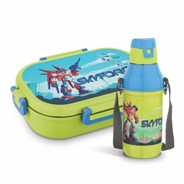 Buy Asian Joy Kids Lunch Box Set with Steel Water Bottle 500ml | Hoat Meal Locker Junior 500ml + Mini Box 150ml | Airtight, Leakproof, BPA Free School Tiffin Combo Gift Set GREEN on EMI