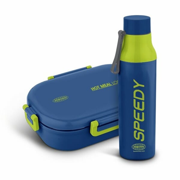 Buy Asian Power Meal DUO Lunch Box Set with Water Bottle – 600ml Hot Meal Locker, 150ml Mini Box, 600ml Bottle | Leakproof, BPA Free Kids School Tiffin Box BLUE on EMI