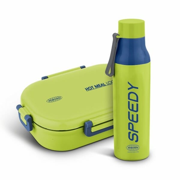 Buy Asian Power Meal DUO Lunch Box Set with Water Bottle – 600ml Hot Meal Locker, 150ml Mini Box, 600ml Bottle | Leakproof, BPA Free Kids School Tiffin Box GREEN on EMI