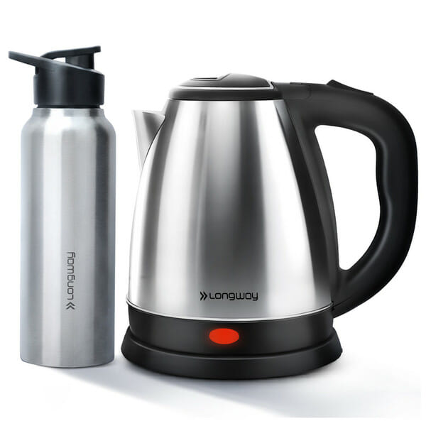 Buy Longway Kestro 1.5 Ltr Electric Kettle with Water Bottle Combo | Automatic Shut-Off | Durable Stainless Steel Body For Boiling |(Silver Black, 1500W) on EMI