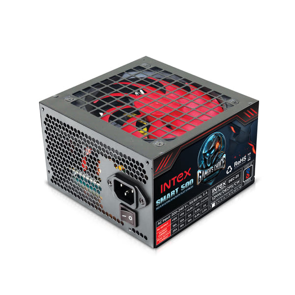 Buy Intex Smart 500 SMPS Power Supply 500W PCIe 20+4 Pin SATA SMPS | 200-240V AC Input Stable ATX 12V Output for Desktop, Computer, Gaming CPU, Power Protection on EMI