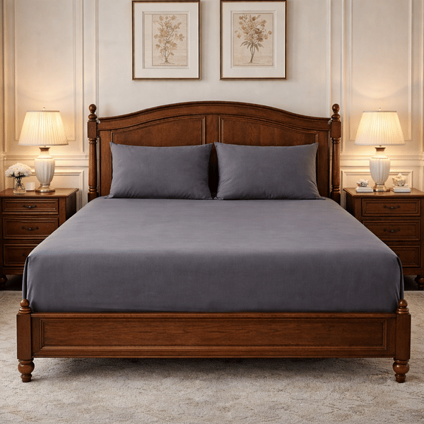 Buy SWAAS Tencel FLAT Bedsheet Set 300TC | Cooling Eucalyptus Fiber Bed Sheets King Size (1 Bedsheet + 2 Pillow Covers) DARK GREY on EMI