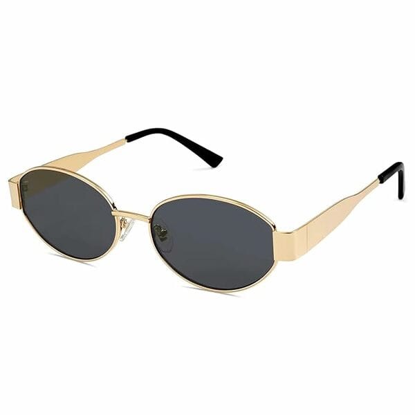Buy Fashionable Retro Oval Sunglasses for Women & Men | Trendy, Stylish & Classic 90s-Inspired Design | UV400 Protection & Durable Metal Frame(Golden) on EMI