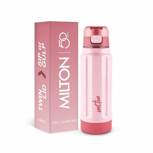 Buy MILTON Taurus 600 Steel Thermoware, Inner Stainless Steel Water Bottle 560 ml-Light Pink on EMI