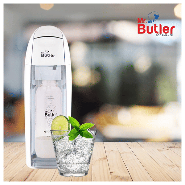 Buy Mr. Butler Italia Soda Maker- White, Single Cylinder Pack, Create Sparkling Water In Home Kitchen, Compact, Space Saving Design, Soda Beverage Carbonator on EMI