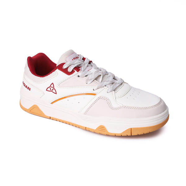 Buy Asian Mojo-10 Men's Low Top Sneakers | Stylish, Lightweight & High-Comfort Design  ( Offwhite Beige Red  ) on EMI