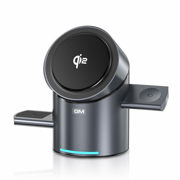 Buy GM G+ iSmart Qi2 3-in-1 Magnetic Wireless Charger with Automatic Rotation|15W Fast Charging with Super Magnet|Pop-up Design|180° Touch Rotation|for iPhone Apple Watch Earbuds Qi2 Compatible Devices Adapter only on EMI