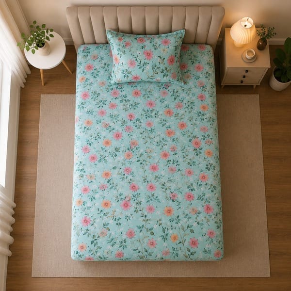Buy LAYERS Blossom Single Bed Sheet | Soft & Comfortable Cotton Bedsheet for Everyday Use(5125500) on EMI