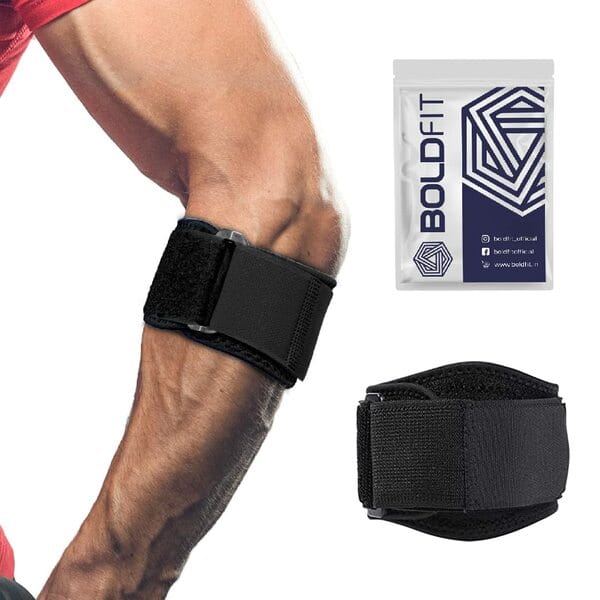 Buy Boldfit Tennis Elbow Support for Gym with Strap - Elbow band for pain relief in Bursitis, Tendonitis, Black on EMI